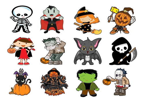 Patch Estampado De Halloween, Frank, Bruxa, Múmia, Monstros 0