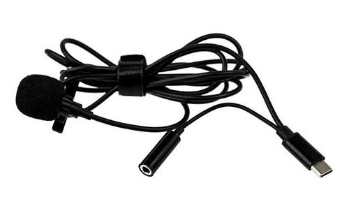 Microfone De Lapela Usb-c Com Auxiliar Fone De Ouvido 1