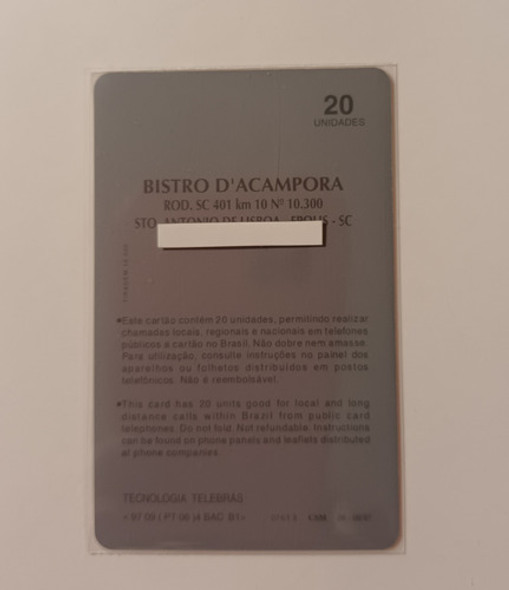 Cartão Telefônico Mídia. Bistro. Pasta 37. Cartão Cheio. 1