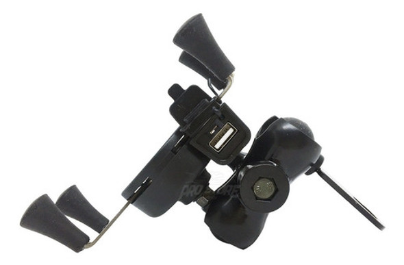 Suporte Celular Gps Com Carregador Para Moto Fixa Retrovisor 1