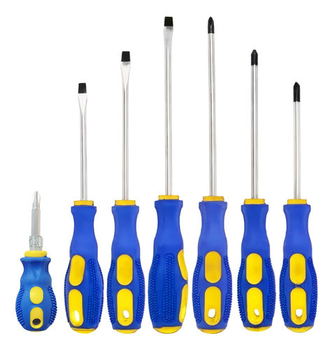 Set Kit 7 Destornilladores 3 Planos 3 Phillips 1 Cambiable 0