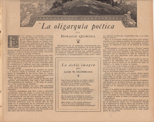 1925 Horacio Quiroga Articulo La Oligarquia Poetica Raro 1
