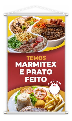 Banner Temos Marmitex E Prato Feito Comida Preço 80x50cm 0