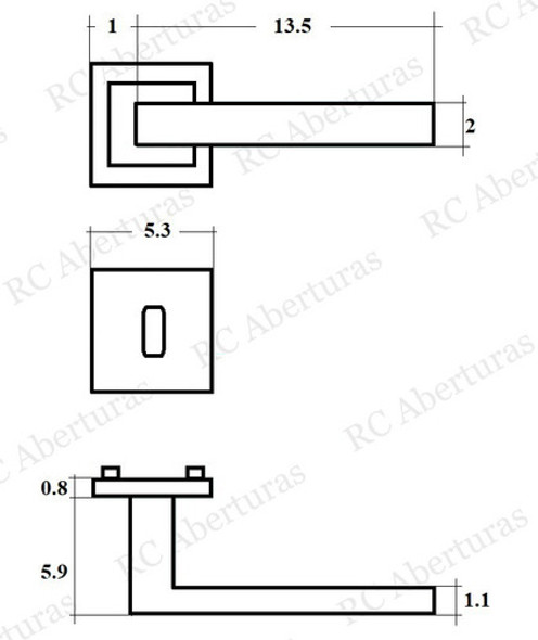 Pestillo, Picaporte, Manija Premium Acero - Mod. Rectangular 1