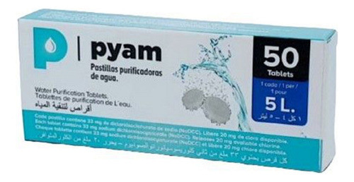 Pastillas Potabilizadoras De Agua Pyam 5 Litros 50 Unidades 0