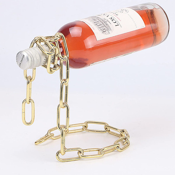 Soporte De Botella De Vino Flotante Cadena Eslabones Acero 0