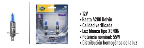 Lampara Hella H1 Efecto Xenón Blue 12v 55 W(hl-xb02) 1