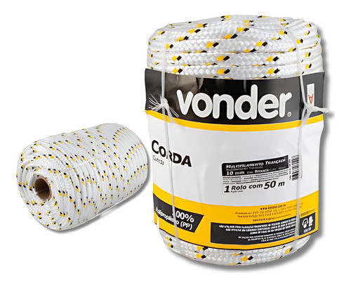 Corda Multifilamento Trançada Polipropileno10mmx50m - Vonder 0