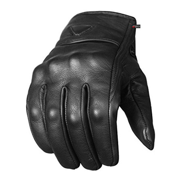 Guante De Cuero Comodo Negro Para Moto Bici Invierno Frio 0
