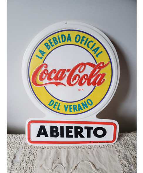 Cartel Coca Cola Abierto/cerrado Plástico 0