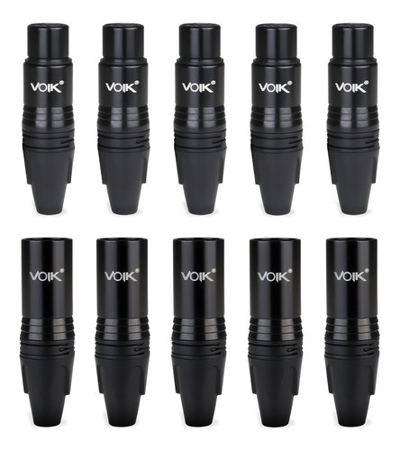 Kit Conector Canon Plug Xlr Macho + Fêmea Pvk-pt Voik 10 Pçs 0