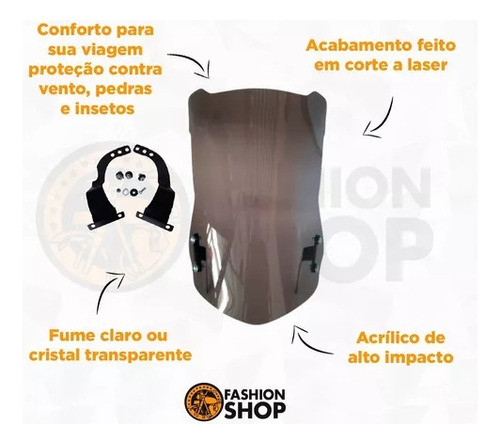 Bolha Parabrisa Moto Lander 250 Lançamento 2023 Fume 4mm 1