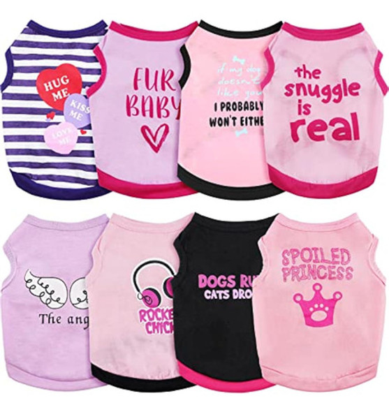 8 Piezas De Camisas Para Mascotas Estampadas, 0