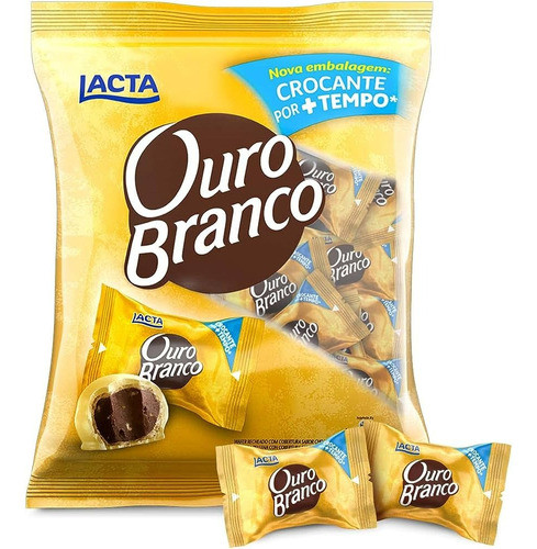 Leve 50un (1pct)bombom Lacta Ouro Branco Pacote 1kg Mondelez 0