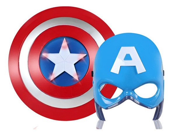 Combo Capitán América Máscara Y Escudo Con Luz 0