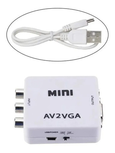 Conversor Adaptador Av-rca A Vga Convierte Señal Rca A Vga 0