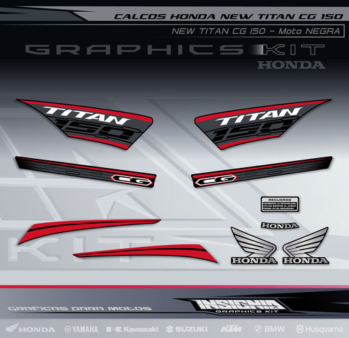 Calcos Honda New Titan Cg 150 -2020 -negro - Insignia Calcos 0