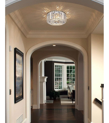 ~? Pasentel Farmhouse Crystal Round Flush Mount Modern Close 1