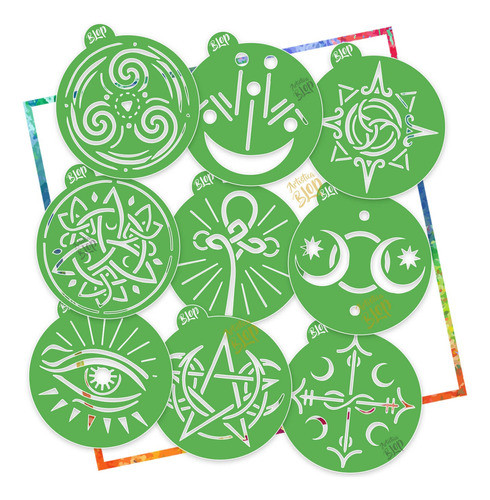 Set Stencil Plantilla Simbolo Proteccion Wicca Magia Hechizo 0