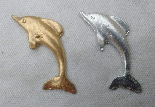 30 Apliques Metal  Delfines Plateado O Dorado 1
