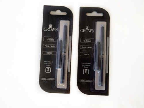 Carga Cartucho Refil Caneta Tinteiro Crown 32005p 2 Unidades 1