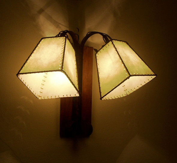 Aplique De Pared En Hierro Y Madera  Rústico 2 Luces 1