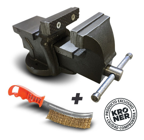 Morsa De Banco Kroner N°3 Fija Con Yunque + Cepillo Curvo 0