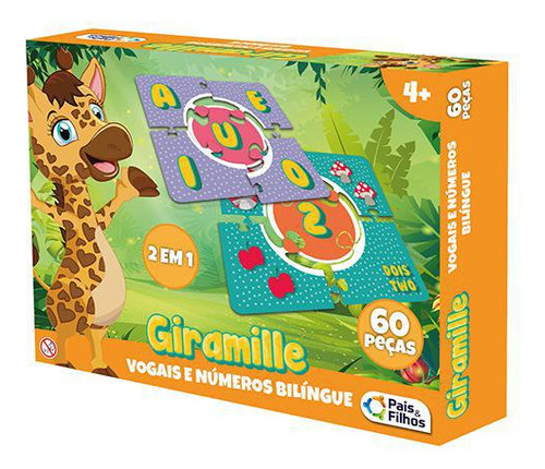 Jogo 2 Em 1 Vogais E Números Bilíngue Giramille 60 Peças 0