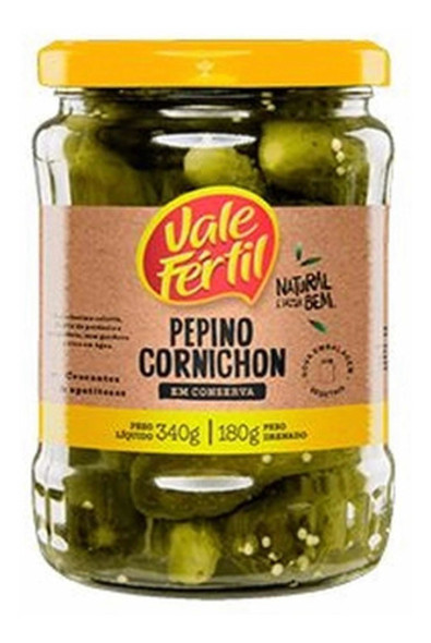 Pepino Cornichon Vale Fértil 340g - Kit 3 X 340g 1