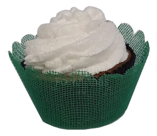 24 Wrappers Saia Cupcake Nº0 Tela Escócia Verde Bandeira 0