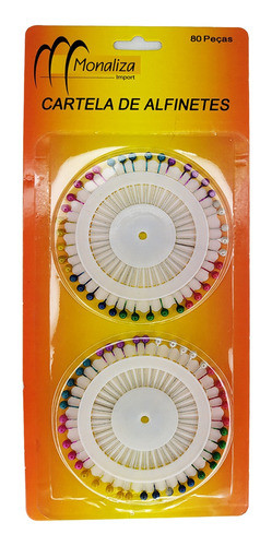 Cartela Com 80 Alfinetes Para Costura Cabeça Colorida 1