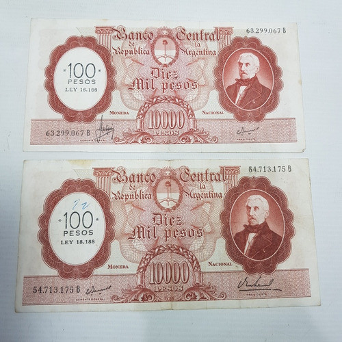 Antiguos Billetes Arg 10.000 Resello 100 Pesos Mag 61490 0