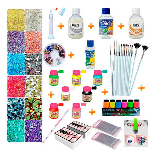 Kit Adesivos De Unhas Artesanal Tinta Pincel Cartão 0