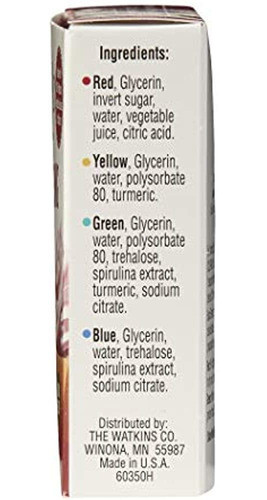 Watkins Assorted Food Coloring No Artificial Dyes Redamarill 0