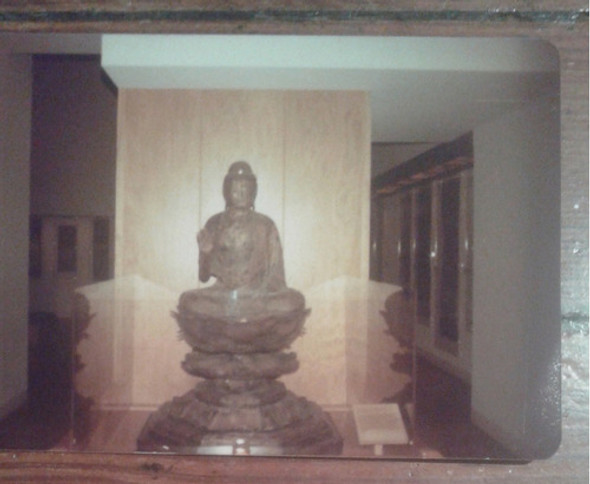 Antigua  Foto Vintage Escultura Monumento Buda 0