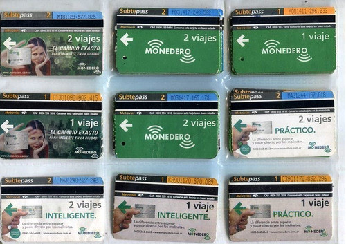 Tarjetas Subtepass Serie Monedero Subte Elegi C/u 1