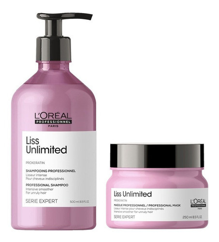Pack Loreal Antifrizz Liss Unlimited Shampoo 500ml Y Máscara 0