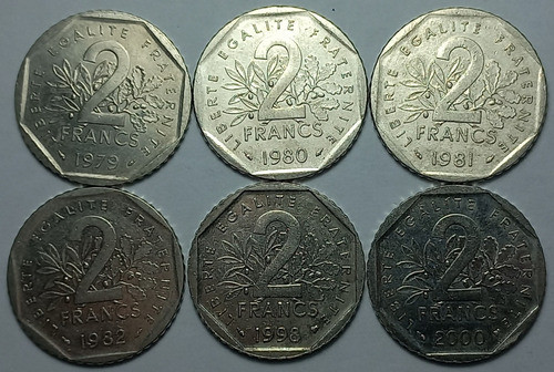 Francia - 2 Francos 1979 A 2000 Lote X 6 Distintas (lot 018) 1