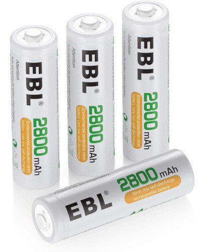 4 Baterias Ebl Recargables Aa 2800mah Ni-mh Alto Rendimiento 0