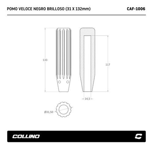 Pomo Palanca Cambios Selectora Veloce Negro Collino C 1