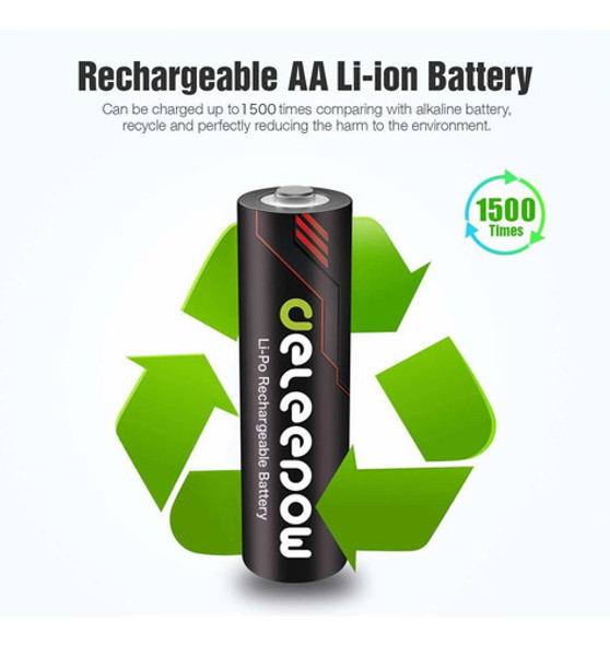 Deleepow 1.5v Pilas Aa Recargables Litio 3400mwh, Pilas Rec 1