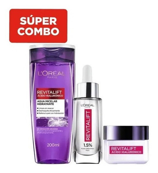 L´oreal Revitalift Kit Crema Dia + Serum + Agua Micelar 0