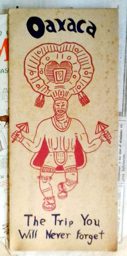 Antiguo Folleto Triptico Mapa Oaxaca Mexico C.197? Aceptable 0