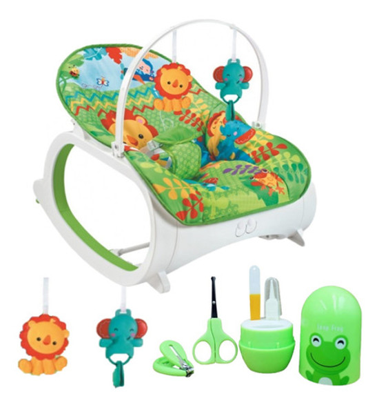 Cadeira De Balanço Para Bebê Musical + Kit Higiene P/ Bebê 0