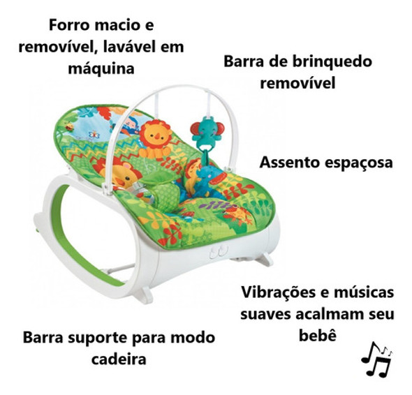 Cadeira De Balanço Para Bebê Musical + Kit Higiene P/ Bebê 1