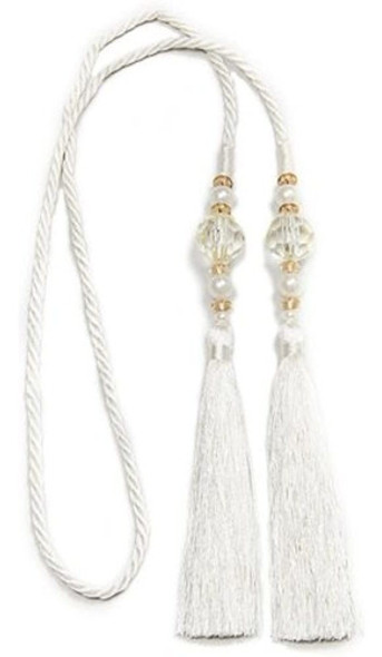 Kenney Small Bead Rope Window Cortina Tieback, White 0