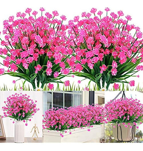 Klemoo 20 Paquetes De Flores Artificiales Para Exteriores, R 0