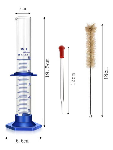 Probeta Vidrio Borosilicato 50ml + Cepillo Cilindrico 1