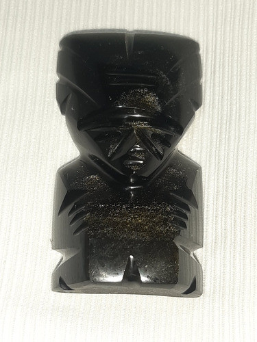 Antigua Piedra Obsidiana Dioses Con Iridisencias 1
