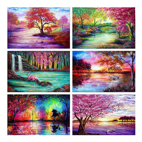Paquete De 6 Kits De Pintura De Diamante 5d, Kit De Arte De. 0